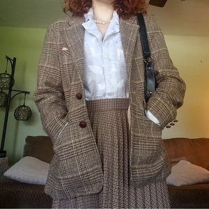 90s Brown Plaid Blazer.